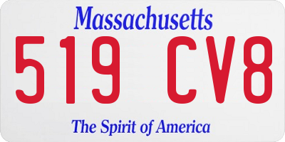 MA license plate 519CV8