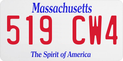 MA license plate 519CW4