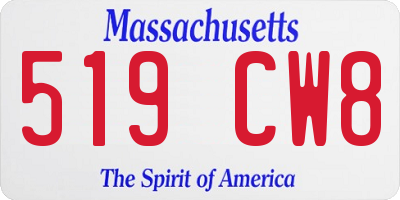 MA license plate 519CW8