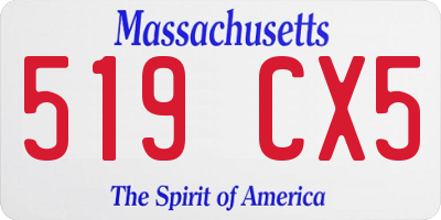 MA license plate 519CX5