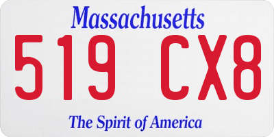 MA license plate 519CX8