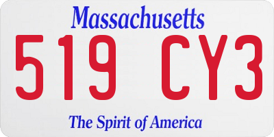 MA license plate 519CY3