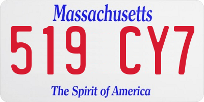 MA license plate 519CY7