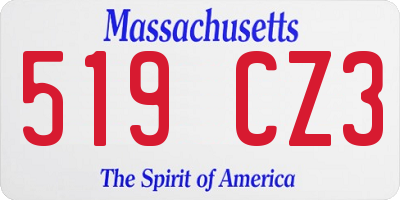MA license plate 519CZ3