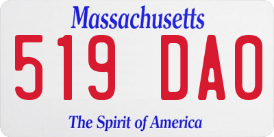 MA license plate 519DA0