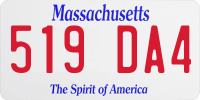 MA license plate 519DA4