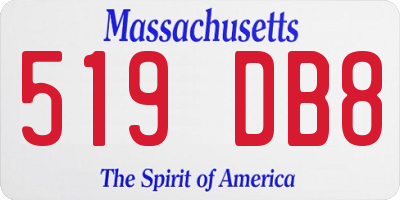 MA license plate 519DB8