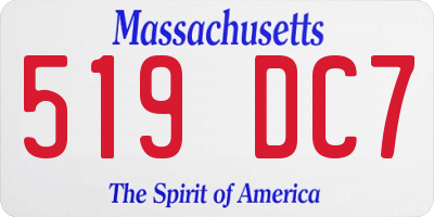 MA license plate 519DC7