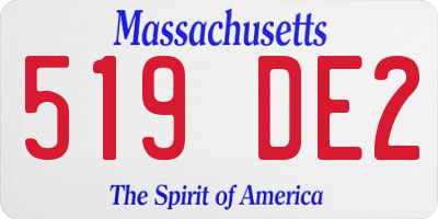 MA license plate 519DE2