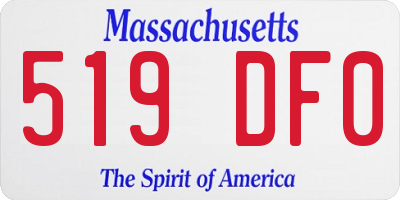 MA license plate 519DF0