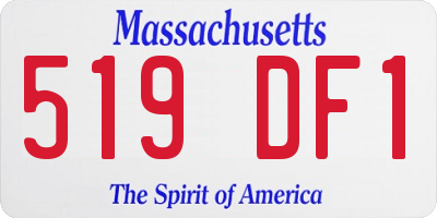 MA license plate 519DF1