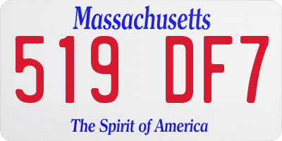 MA license plate 519DF7