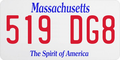 MA license plate 519DG8