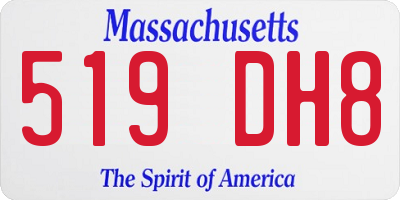 MA license plate 519DH8