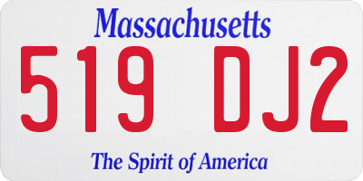 MA license plate 519DJ2
