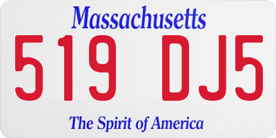 MA license plate 519DJ5