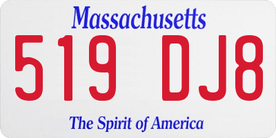 MA license plate 519DJ8