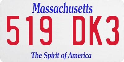 MA license plate 519DK3