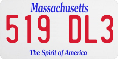 MA license plate 519DL3