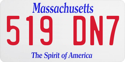 MA license plate 519DN7