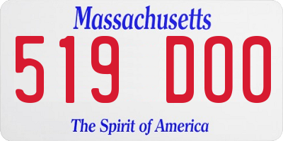 MA license plate 519DO0