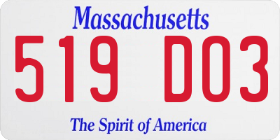 MA license plate 519DO3