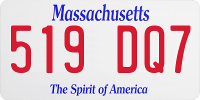 MA license plate 519DQ7