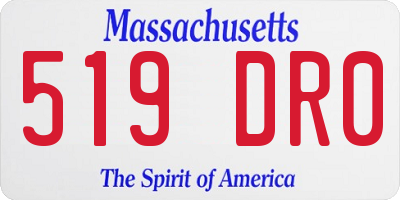 MA license plate 519DR0