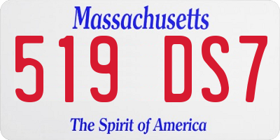 MA license plate 519DS7