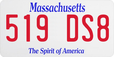 MA license plate 519DS8