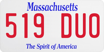 MA license plate 519DU0