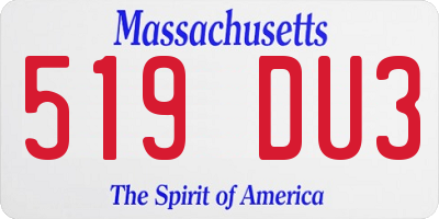MA license plate 519DU3
