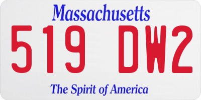 MA license plate 519DW2
