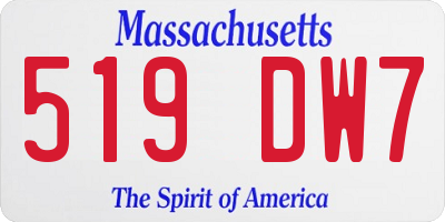 MA license plate 519DW7