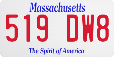 MA license plate 519DW8