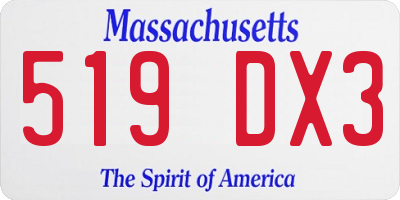 MA license plate 519DX3