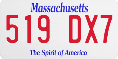 MA license plate 519DX7