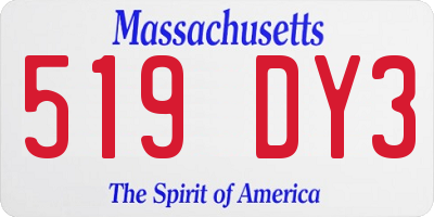 MA license plate 519DY3
