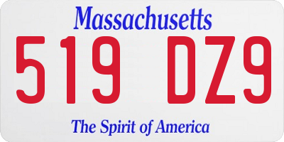 MA license plate 519DZ9
