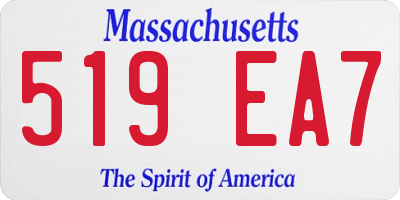 MA license plate 519EA7