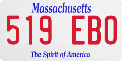 MA license plate 519EB0