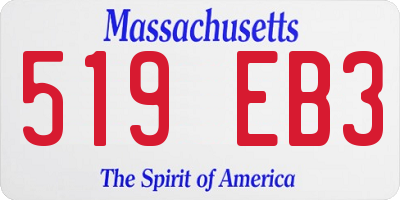 MA license plate 519EB3