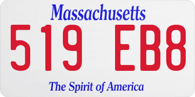 MA license plate 519EB8