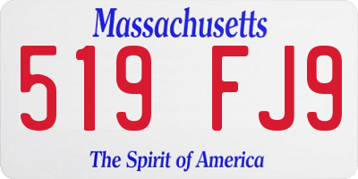 MA license plate 519FJ9
