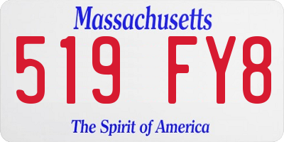 MA license plate 519FY8
