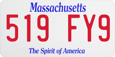 MA license plate 519FY9