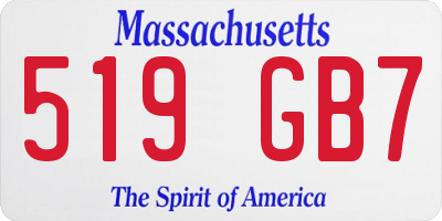MA license plate 519GB7