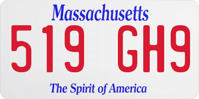 MA license plate 519GH9