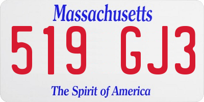 MA license plate 519GJ3