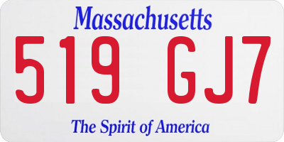 MA license plate 519GJ7